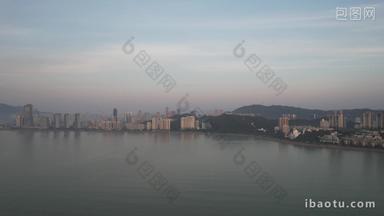广东珠海城市清晨建筑高楼航拍